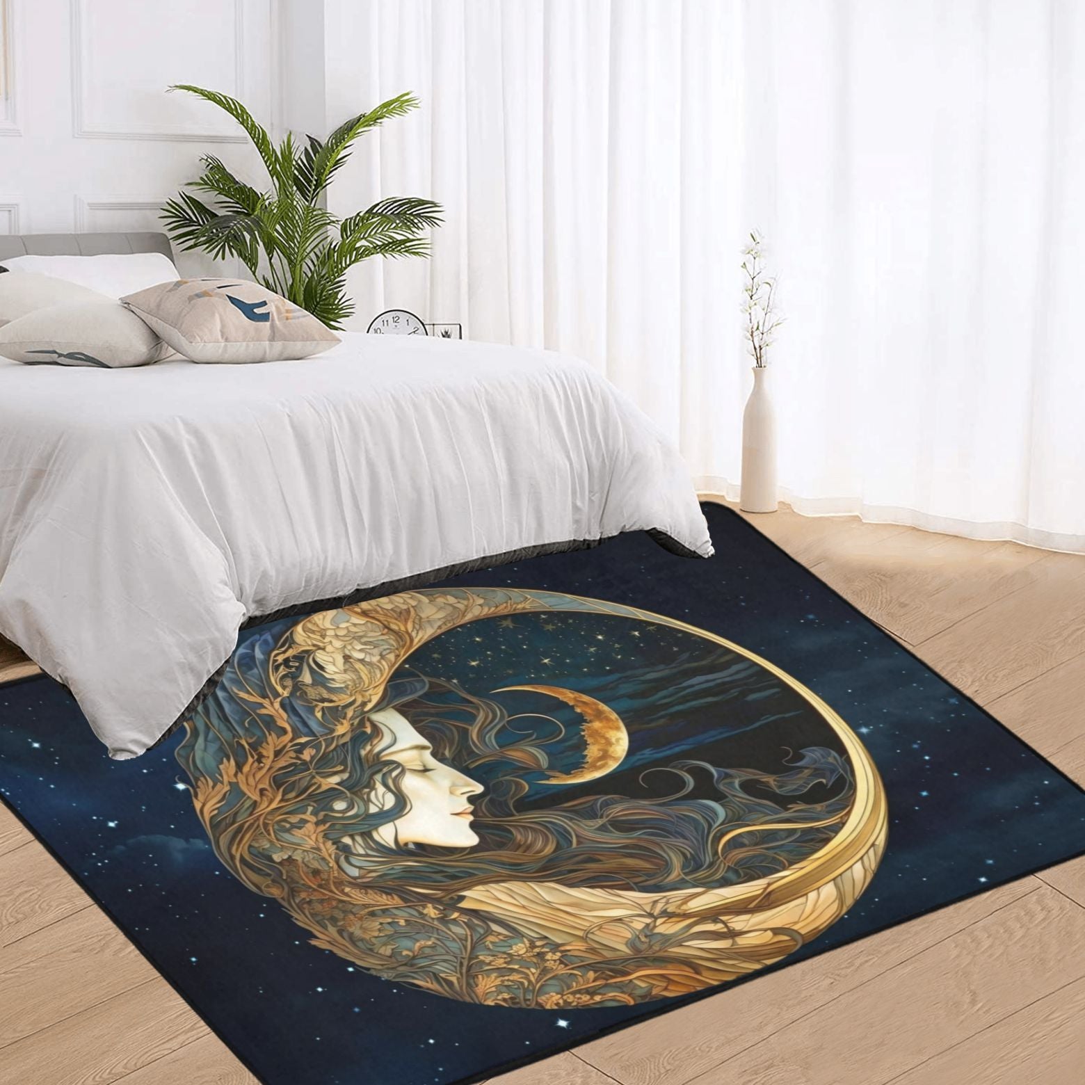 Moon goddess area rug Wicca pagan rug-MoonChildWorld