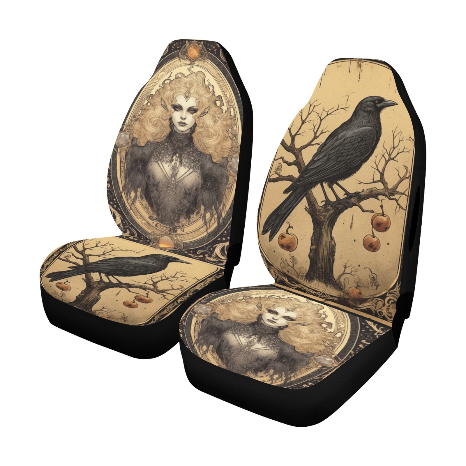 Halloween Witch Gothic Raven Car Seat Covers-MoonChildWorld