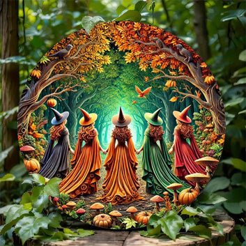 Enchanted Forest Witches Wall Decor Witchy Metal Sign for Wiccan Home Decorations