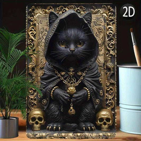 Wizard Cat Wall Art Wall Art Wicca Black Cat Metal Sign Gothic Witchcraft Wall Decor