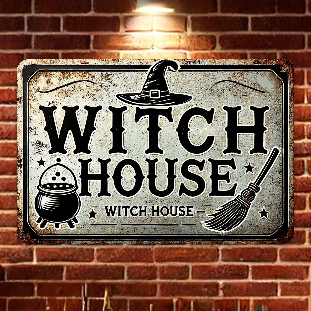 Witch House Metal Sign Witch Wall Sign Halloween Welcome Sign-MoonChildWorld