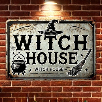 Witch House Metal Sign Witch Wall Sign Halloween Welcome Sign-MoonChildWorld