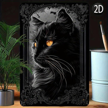 Spirit Cat Wall Art Wicca Black Cat Metal Sign Gothic Wall Decor-MoonChildWorld