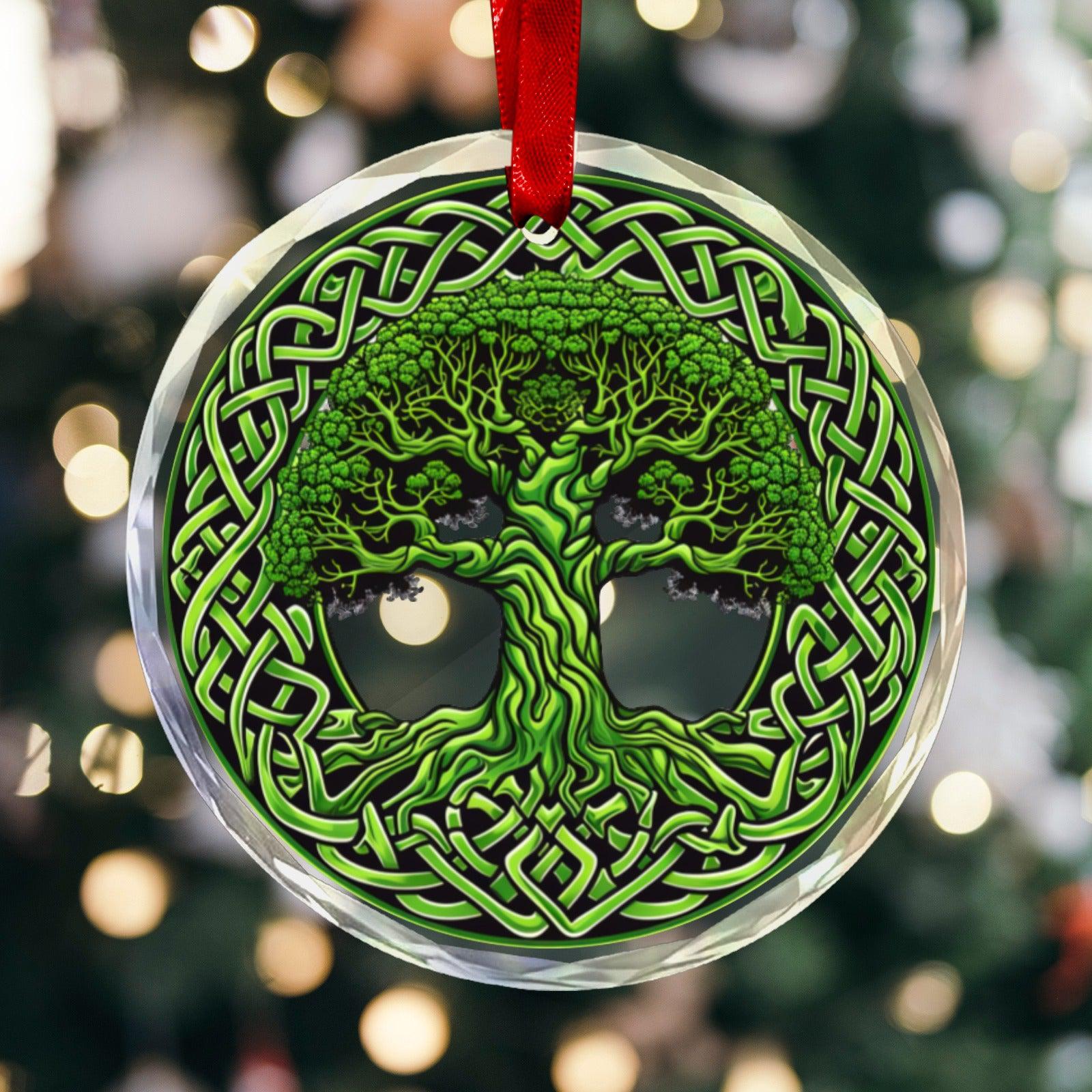 Celtic Tree of Life Glass Christmas Ornament-MoonChildWorld