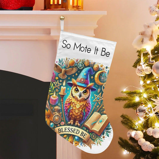 Witchy Owl Christmas Stocking for Yule Decorations
