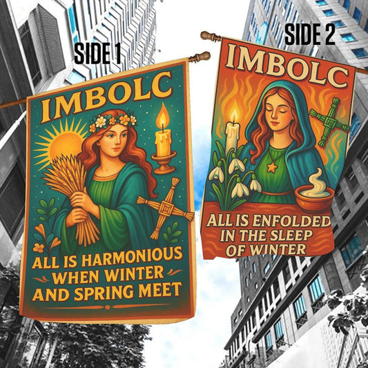 Wiccan Imbolc Sabbat Garden Flag and House Flag for Pagan Home Decor