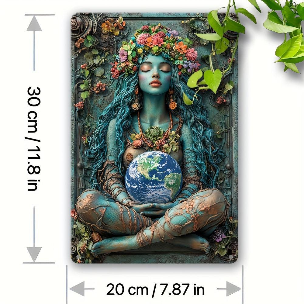 Gaia Goddess Earth Metal Sign Mother Earth Wall Art Mother Earth & Forest Theme Decor-MoonChildWorld