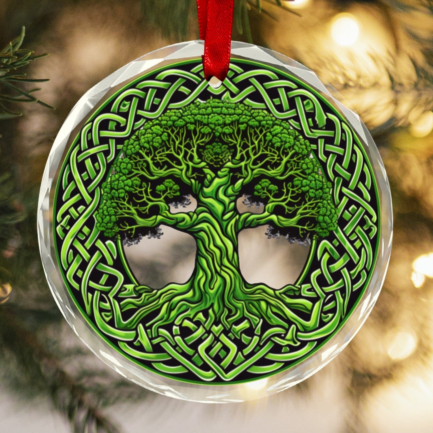 Celtic Tree of Life Glass Christmas Ornament-MoonChildWorld