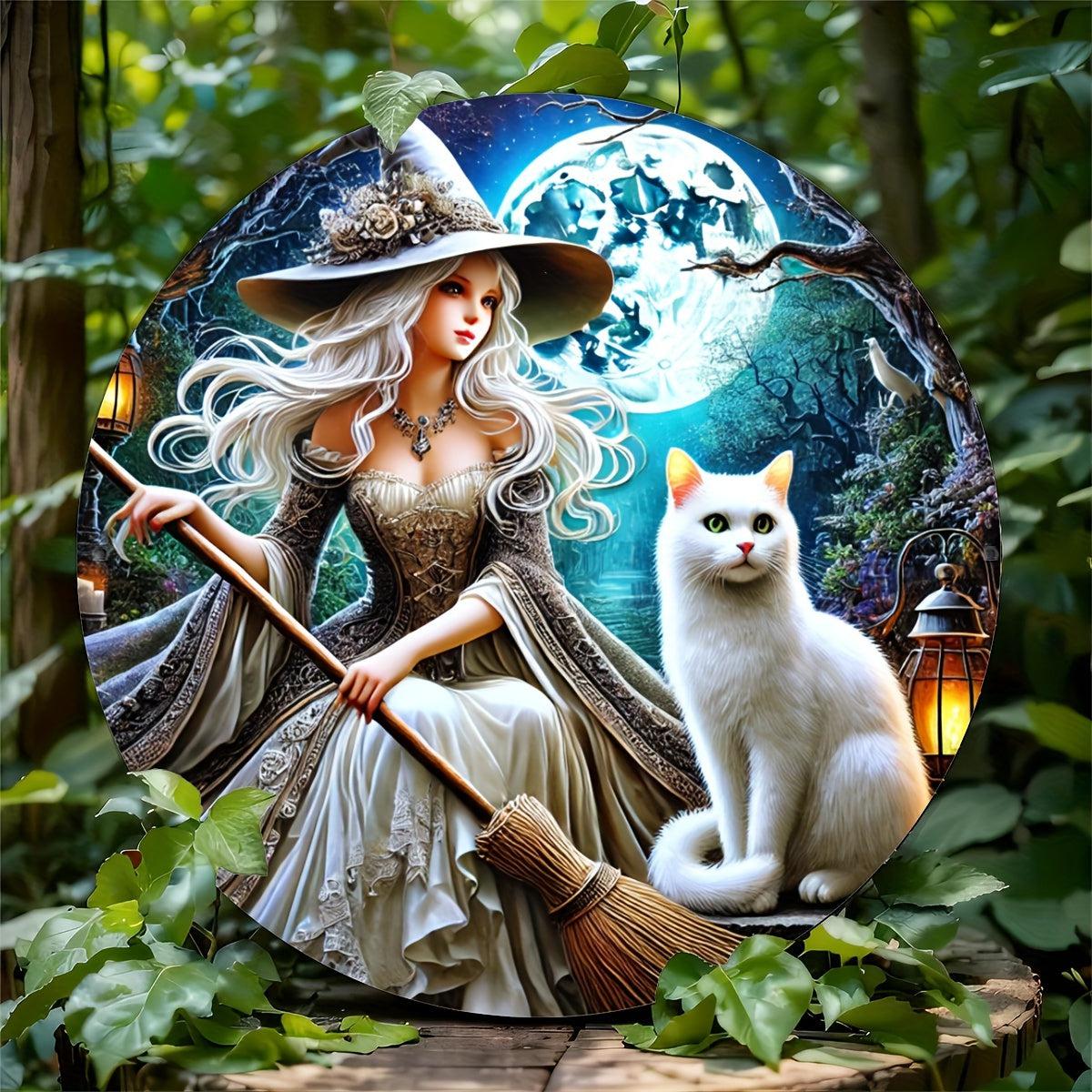 Charming White Witch Metal Sign Mystic Wall Decor-MoonChildWorld