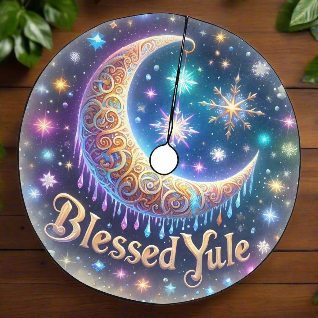 Celestial Moon Christmas Tree Skirt for Yule Decor-MoonChildWorld