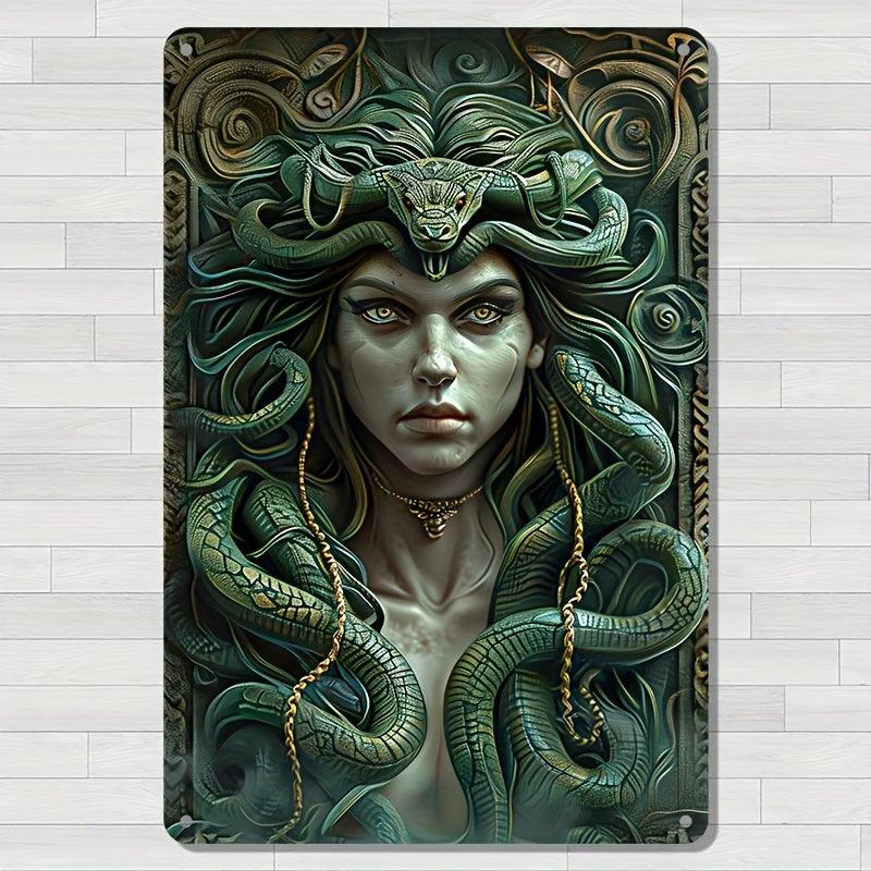 Vintage Medusa Wall Sign Medusa Metal Sign Greek Mythology Decor-MoonChildWorld