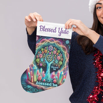 Spirit Tree of Life Pagan Christmas Stocking for Yule Decorations