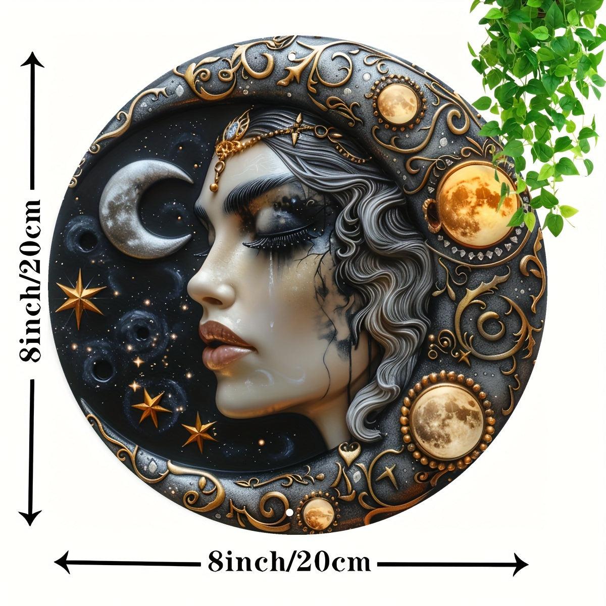 Crescent Moon Goddess Metal Sign Celestial Home Decor-MoonChildWorld