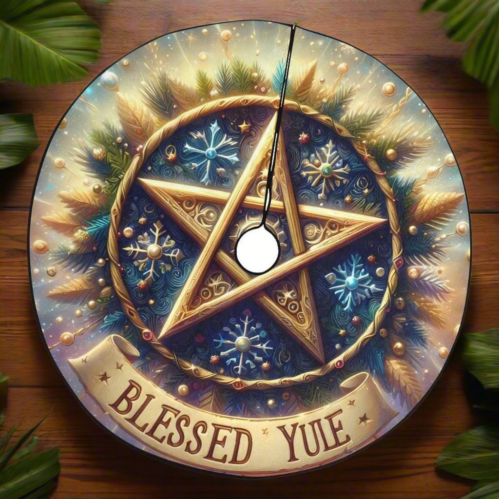 Magic Pentacle Wicca Pagan Christmas Tree Skirt for Yule Decor-MoonChildWorld