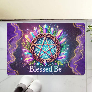 Magick Crystal Pentacle Wicca Doormat for Pagan Decor - Witchy Pentagram Doormat