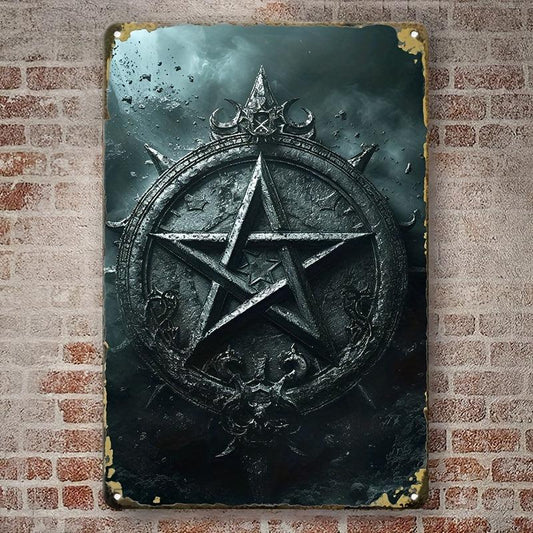 Pentacle Witchcraft Metal Sign Witch Wall Sign Gothic Home Decor