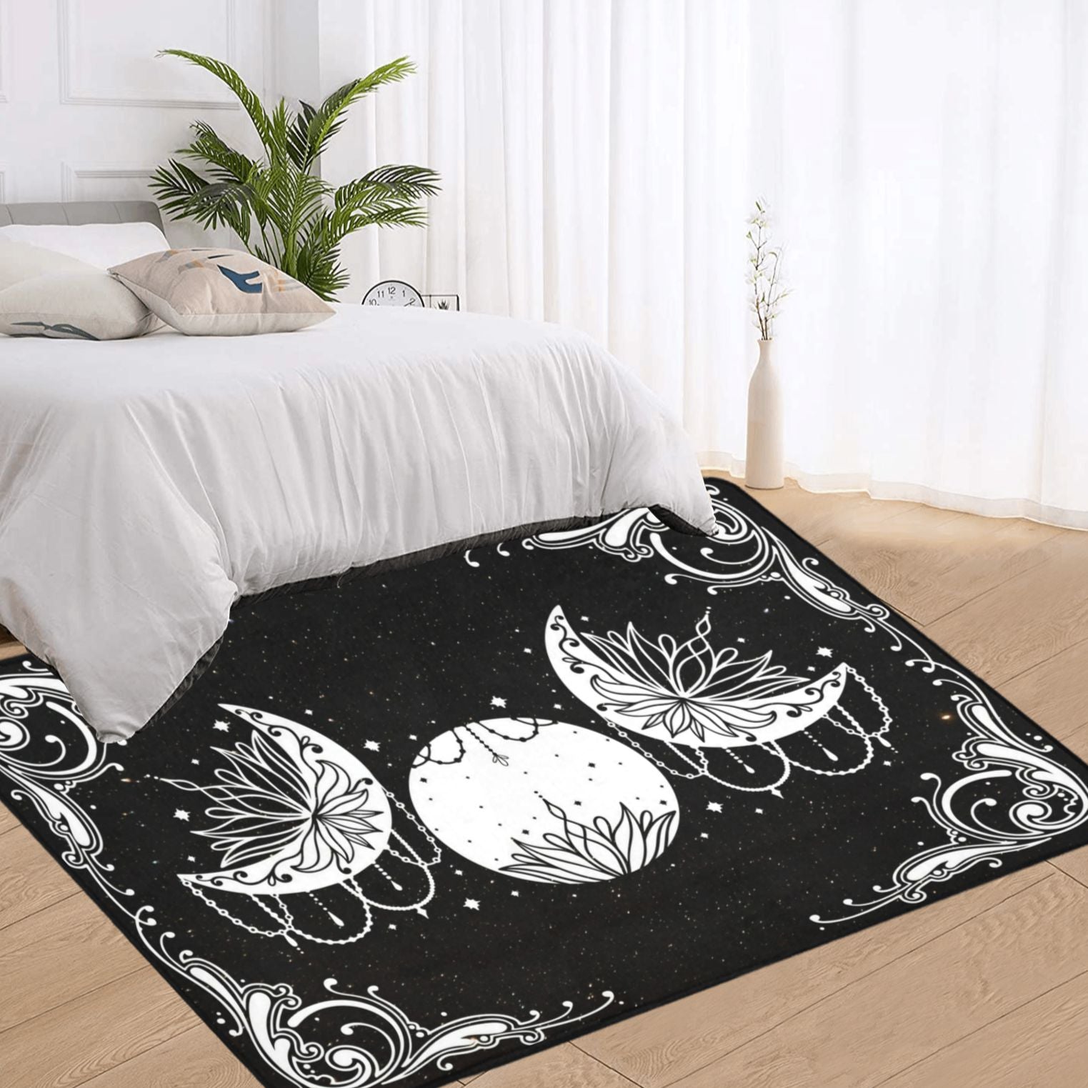 Triple moon area rug Wicca rug-MoonChildWorld