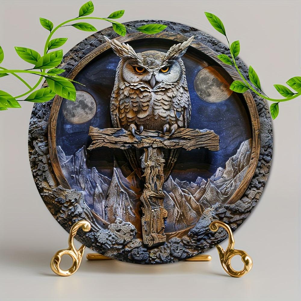 Cross and Owl Metal Sign Enchanting Home Decor-MoonChildWorld