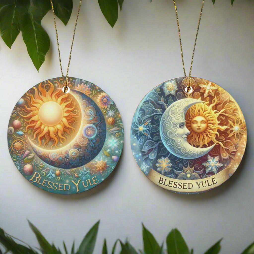 Sun Moon Ceramic Christmas Ornament for Yule Tree Decorations-MoonChildWorld