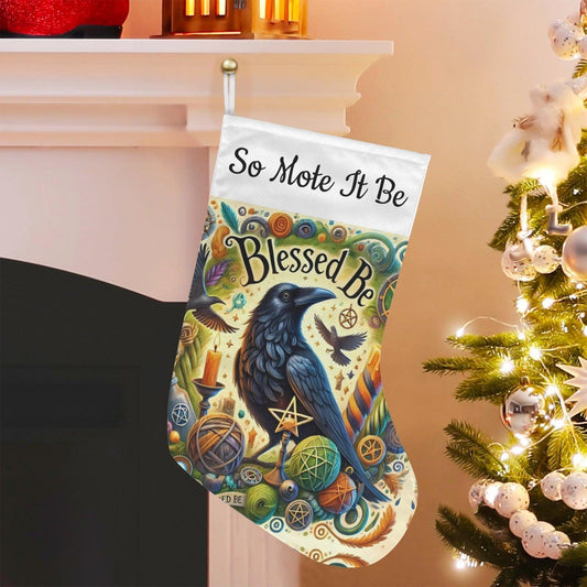 Witchy Raven Gothic Crow Christmas Stocking for Yule Decorations