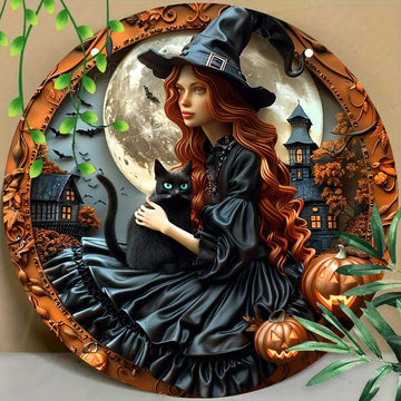 Witch Reading Book Metal Sign Witchy Wall Decor-MoonChildWorld