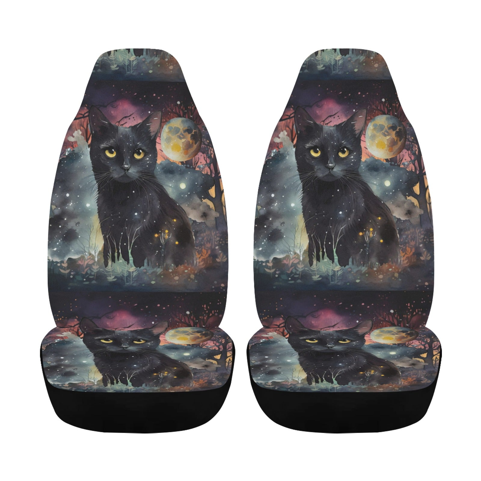 Moon Black Cat Halloween Gothic Car Seat Cover-MoonChildWorld