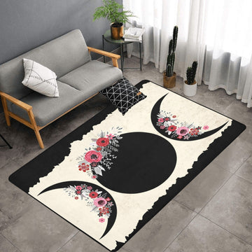 Triple moon area rug Wicca rug-MoonChildWorld