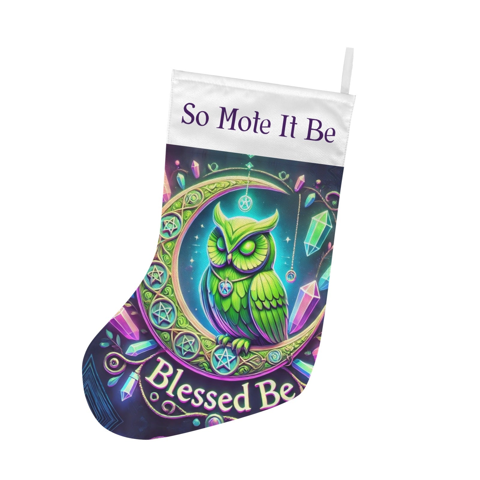Moon Owl Wicca Christmas Stocking for Yule Decorations-MoonChildWorld