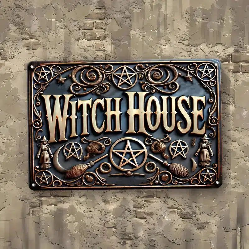 Witch House Metal Sign Witch Gothic Wall Decor Halloween Welcome Sign-MoonChildWorld