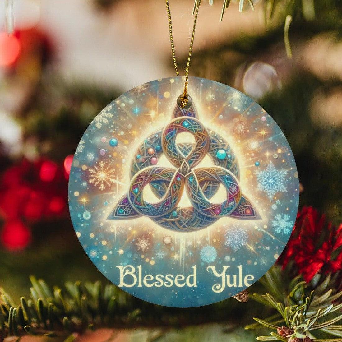 Celtic Triquetra Ceramic Christmas Ornament for Yule Tree Decorations-MoonChildWorld