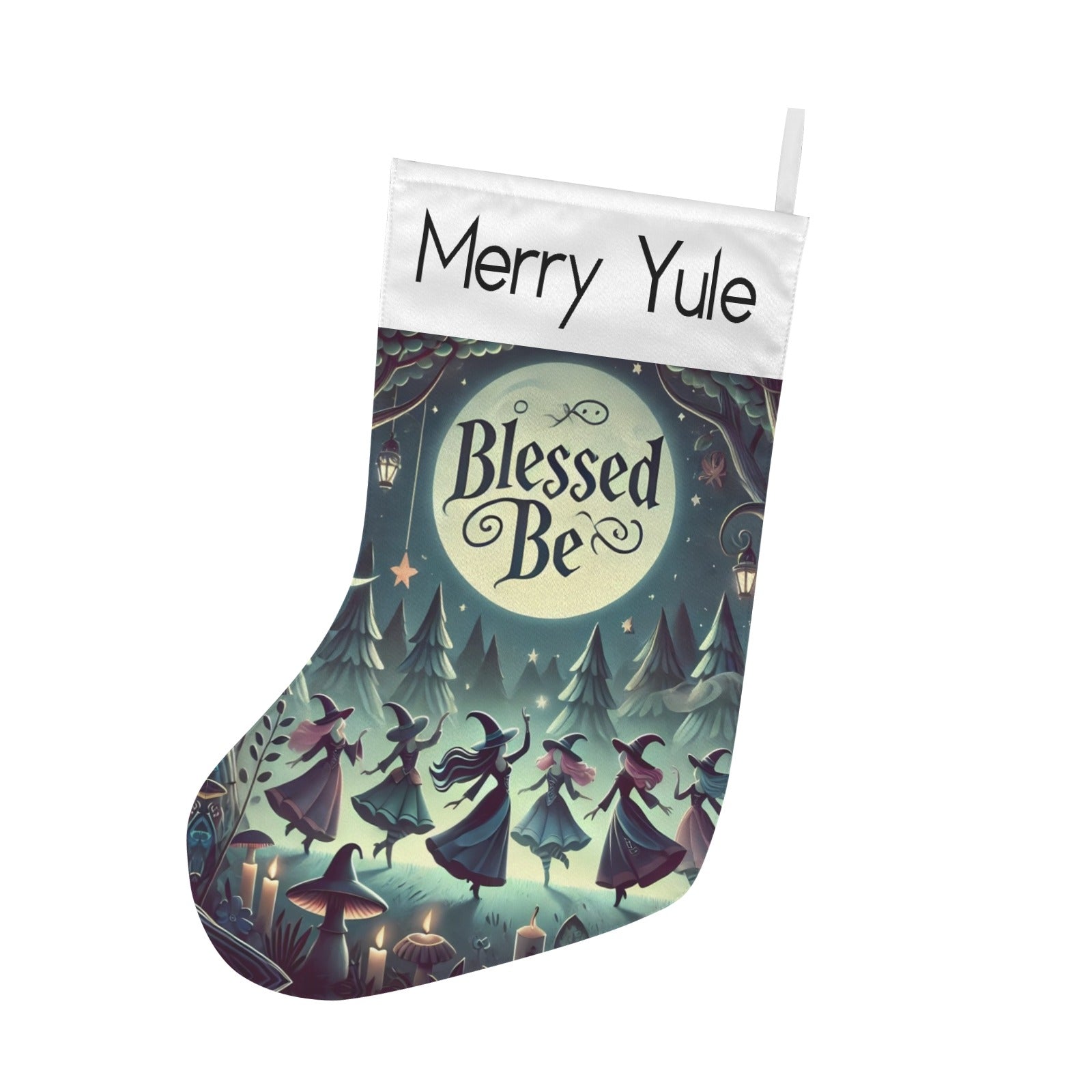 Moonlit Witch Blessed Yule Wicca Christmas Stocking for Yule Decorations-MoonChildWorld