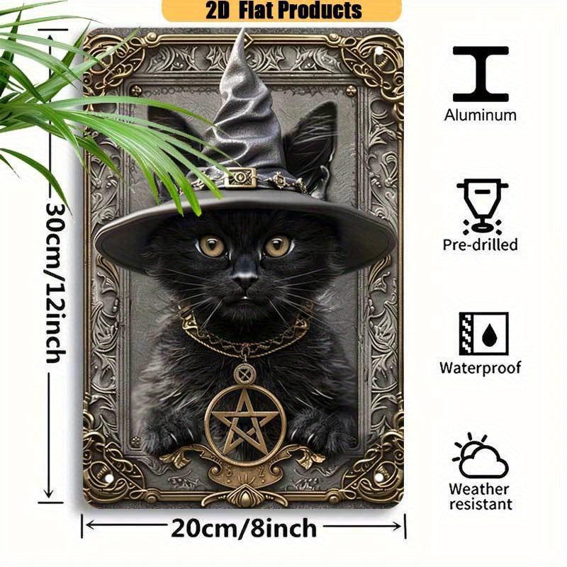 Wizard Cat Wall Art Wall Art Wicca Black Cat Metal Sign Witchcraft Wall Decor-MoonChildWorld