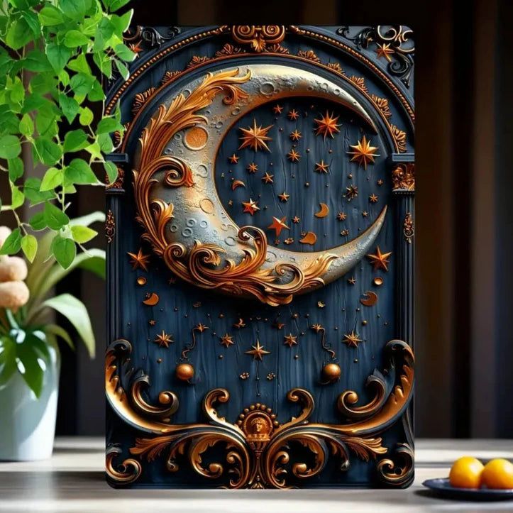 Crescent Moon Wall Art Mystic Metal Sign Celestial Home Decor-MoonChildWorld