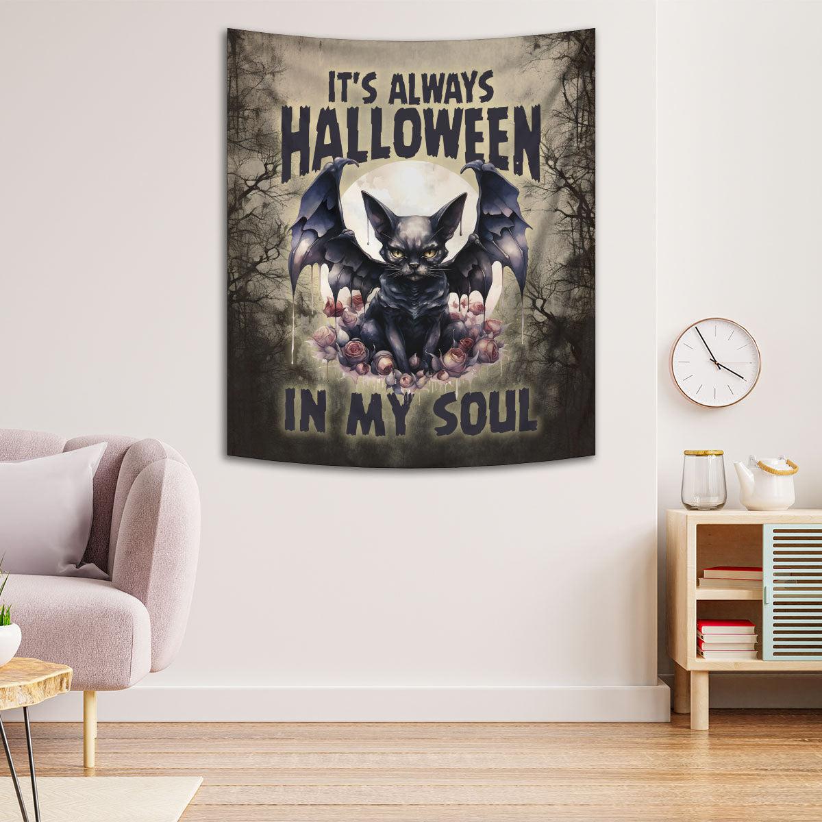 Gothic Black Bat Tapestry Witchy Wall Hanging for Halloween-MoonChildWorld