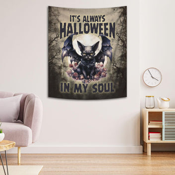 Gothic Black Bat Tapestry Witchy Wall Hanging for Halloween