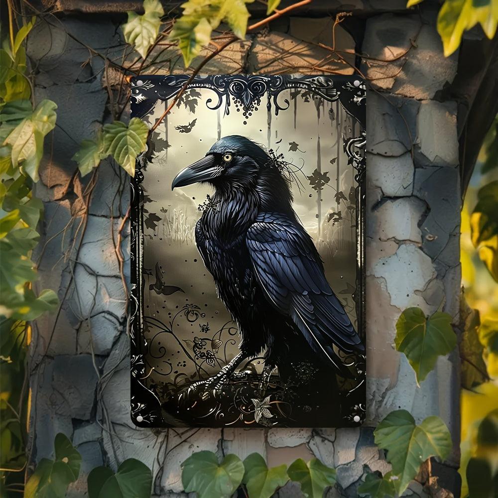 Black Raven Wall Hanging Gothic Crow Wall Art Decorative Sign with Raven Theme-MoonChildWorld