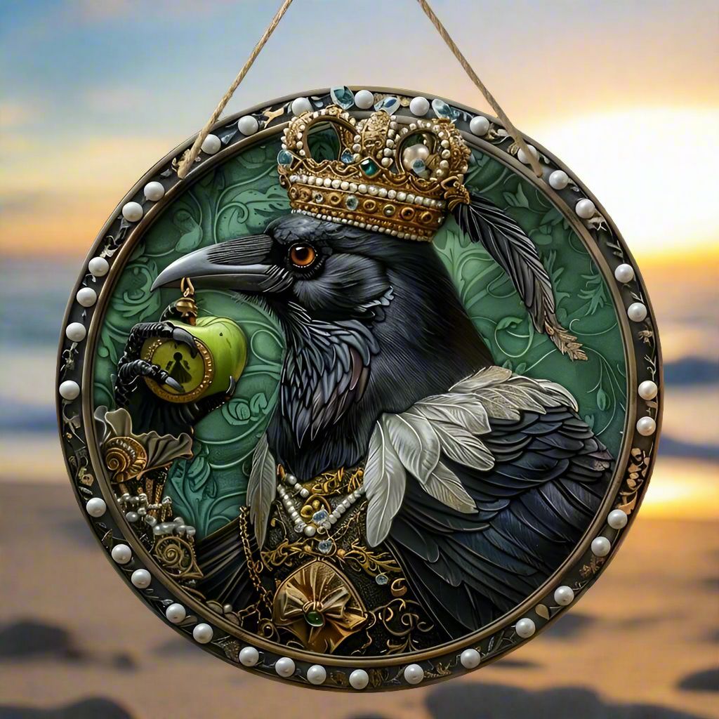 Steampunk Raven Suncatcher Gothic Acrylic Sign Witchy Window Art-MoonChildWorld