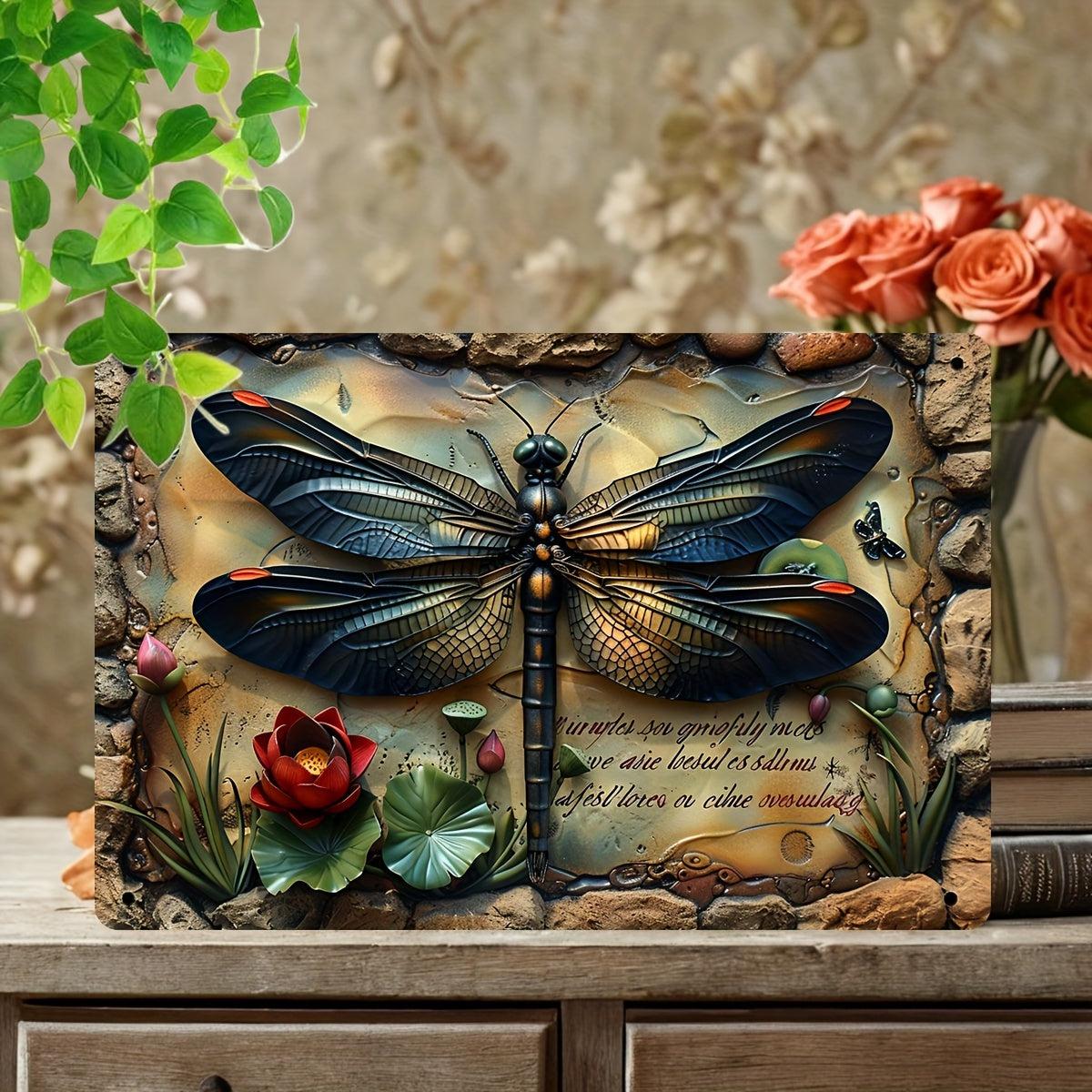 Vintage Dragonfly Wall Decor Dragonfly Metal Sign Insect Home Decor-MoonChildWorld