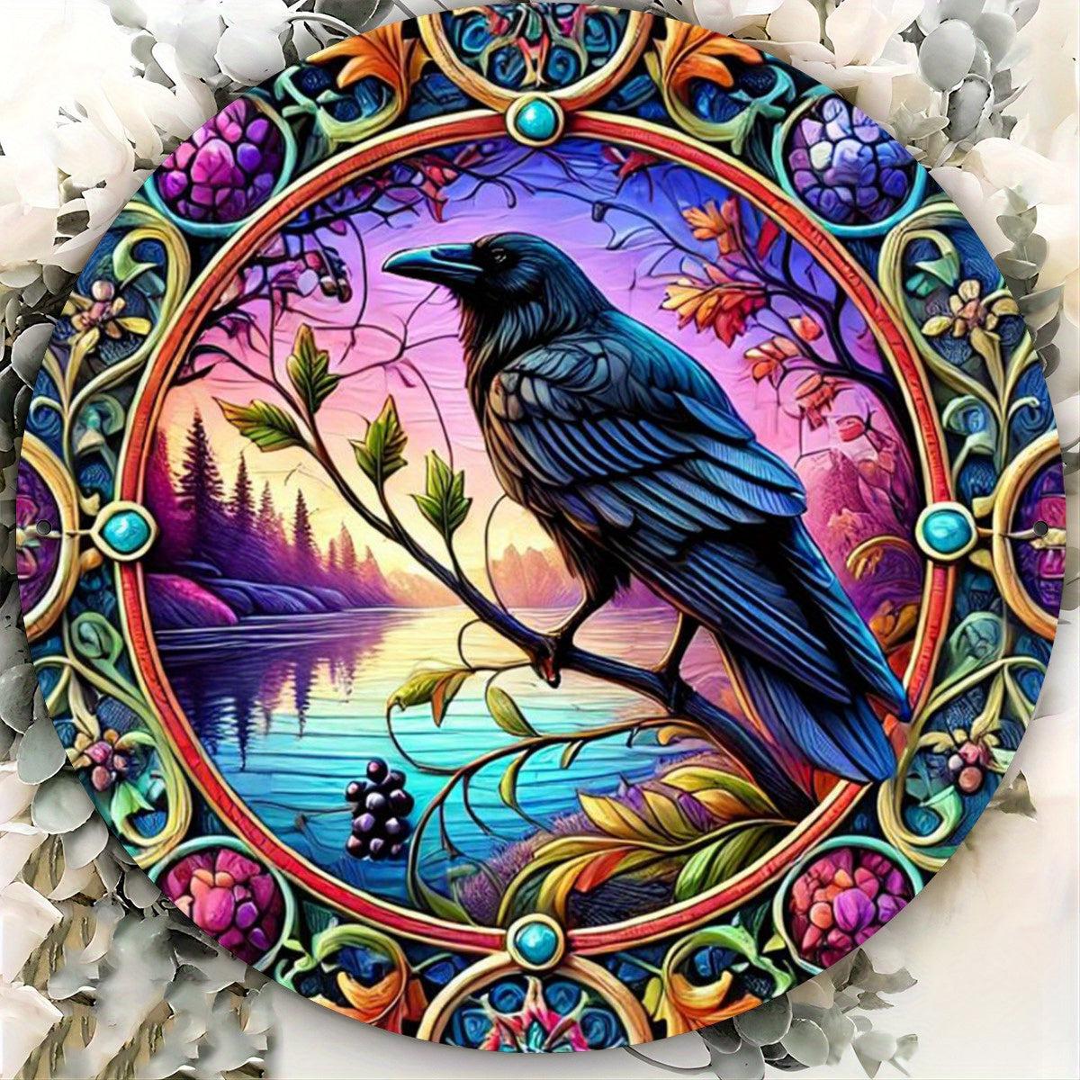 Black Raven Metal Sign Witchy Crow Wall Art for Gothic Christmas Home Decor-MoonChildWorld