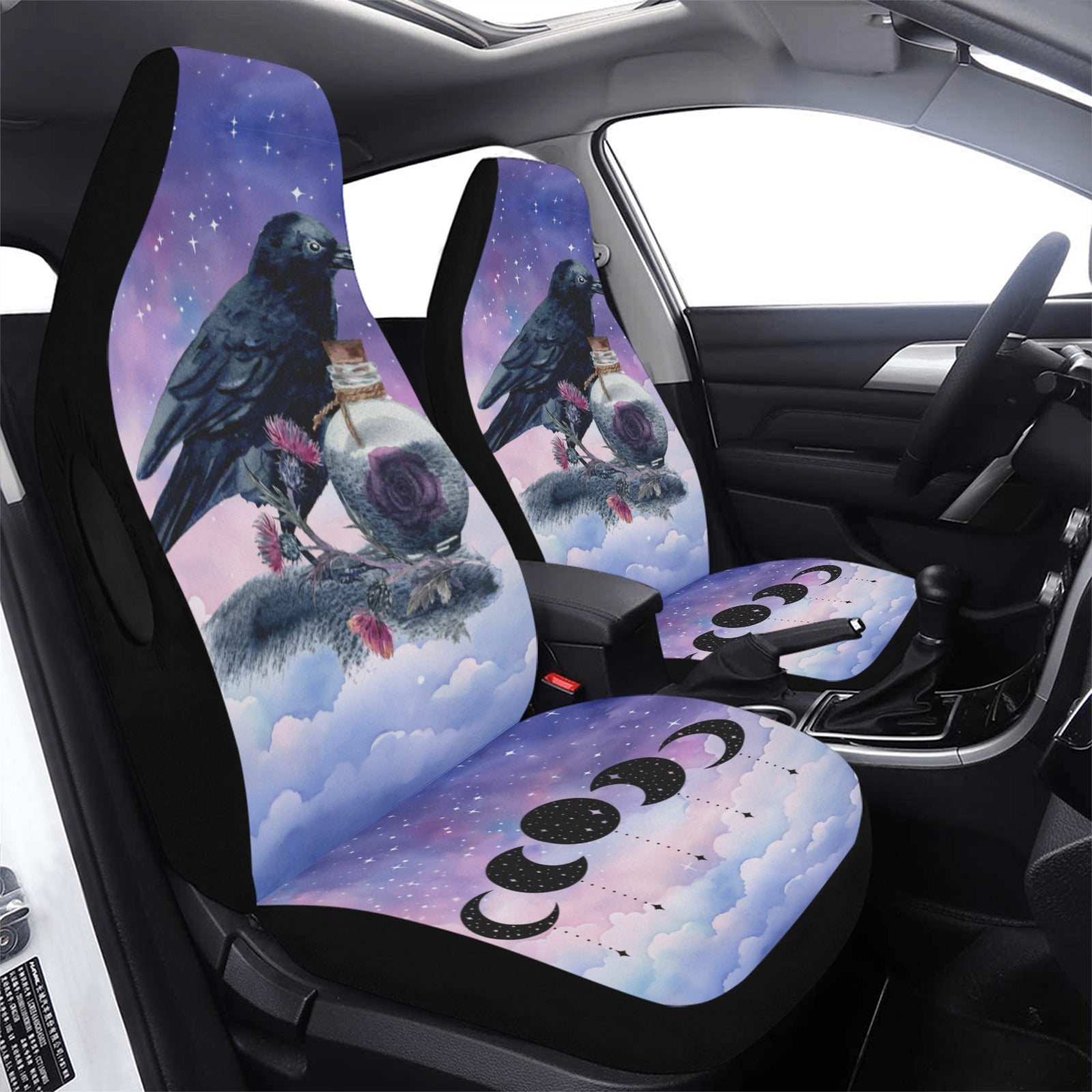 Moon Raven Witchy Car Seat Cover-MoonChildWorld