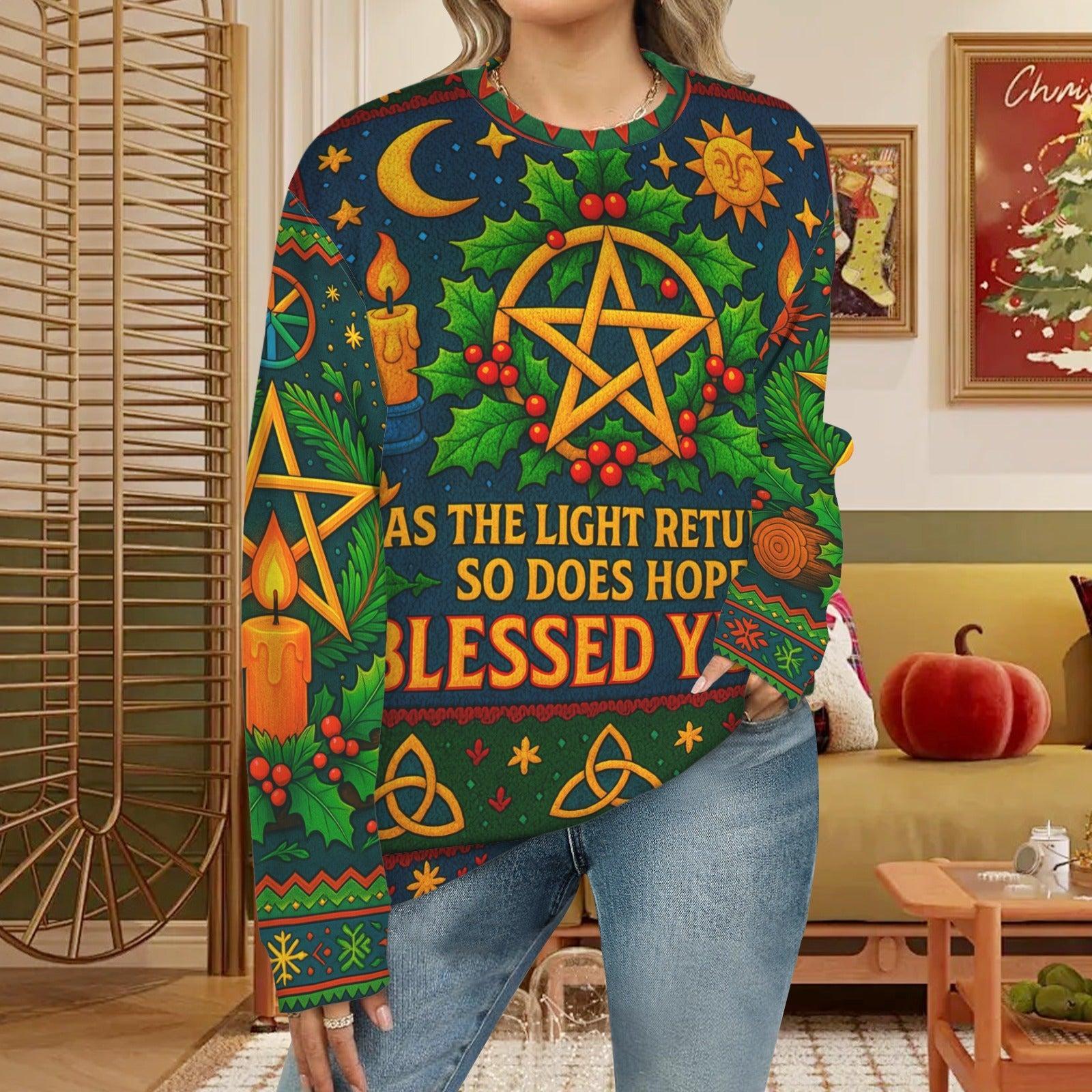 Pentacle Pagan Yule Sweatshirt Wicca Christmas Sweater-MoonChildWorld