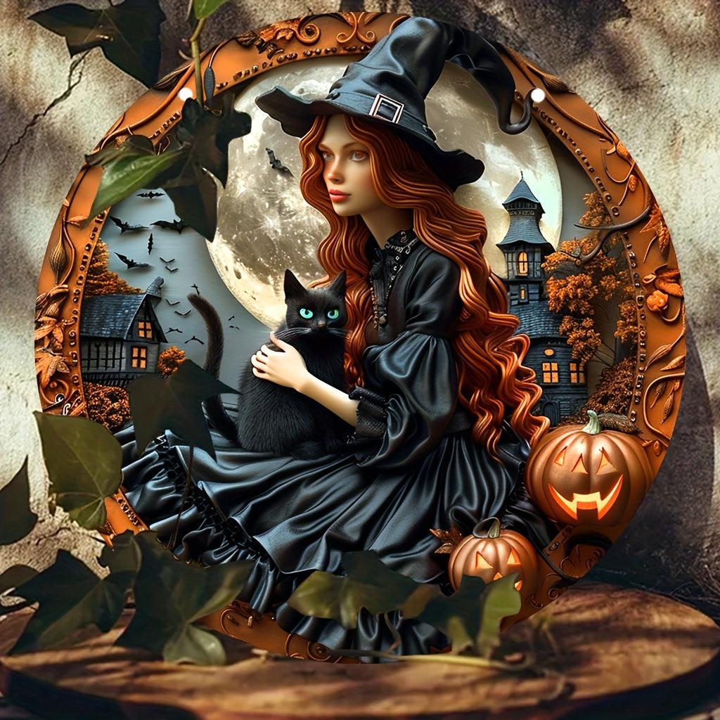 Witch Reading Book Metal Sign Witchy Wall Decor-MoonChildWorld