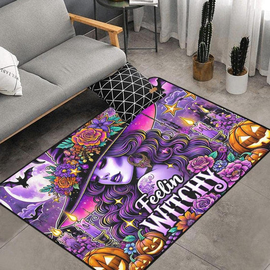 Feeling Witchy Area Rug Gothic Witch Carpet for Halloween