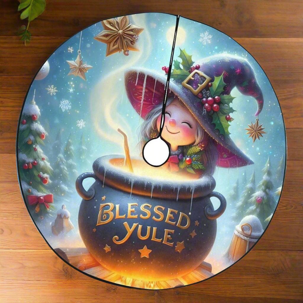 Witch Christmas Tree Skirt for Yule Decorations-MoonChildWorld