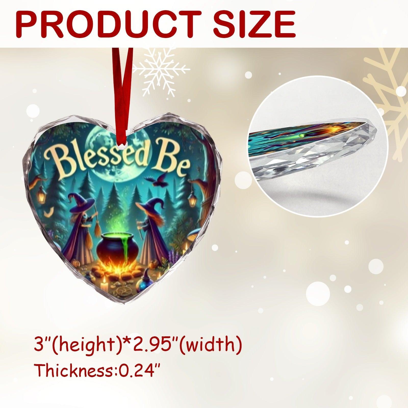 Halloween Cauldron Witch Christmas Heart-Shaped Crystal Glass Ornament-MoonChildWorld