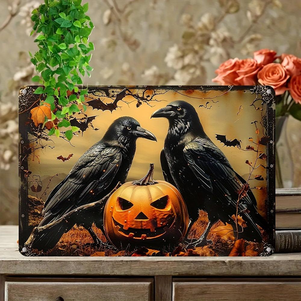 Gothic Crows Wall Art Black Ravens Metal Sign for Halloween Wall Decor-MoonChildWorld