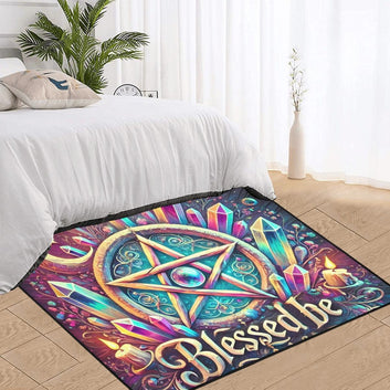 Crystal Pentacle Pagan Area Rug Blessed Be Wiccan Carpet