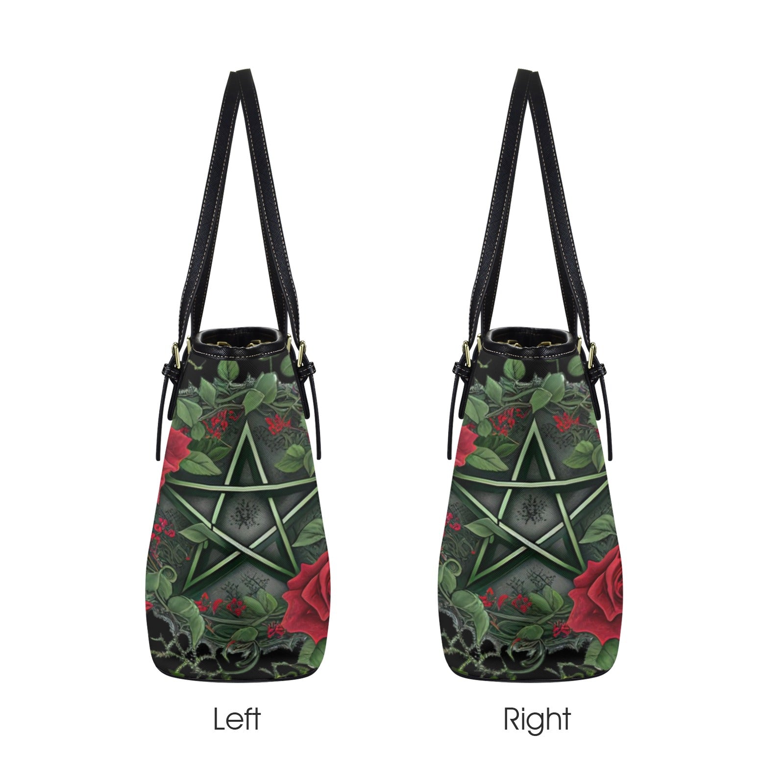 Gothic Roses Pentagram Pagan Tote Bag-MoonChildWorld