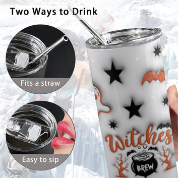 Witches Brew Skinny Tumbler with Lid and Straw