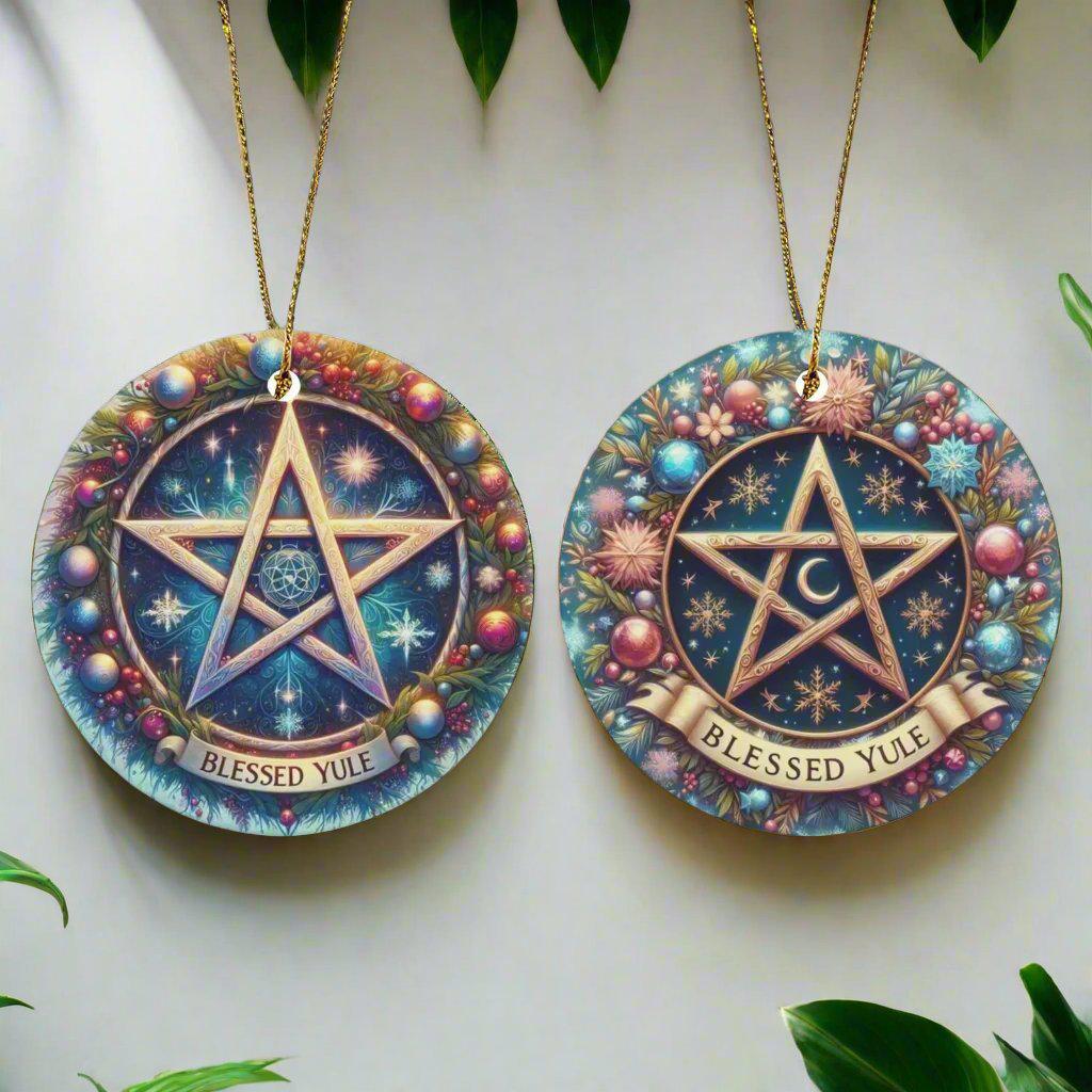 Pagan Pentacle Ceramic Christmas Ornament-MoonChildWorld